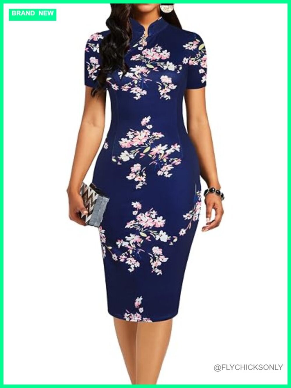 Vintage Floral Flare Party Wedding Bodycon Pencil Dress Stretch Work
